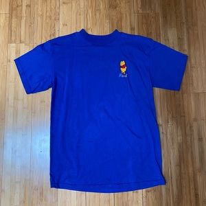 Vtg 90s Winnie The Pooh T Shirt Disney Tultex Embroidered Bear Print Cartoon L